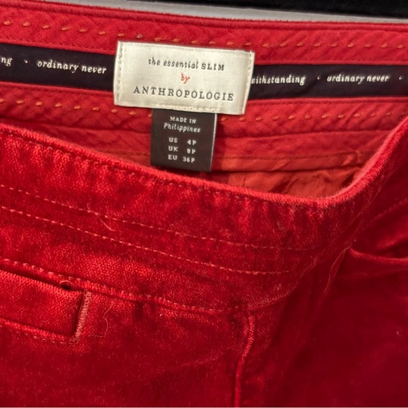 Anthropologie Rich Red Velvet Pants - Picture 2 of 4